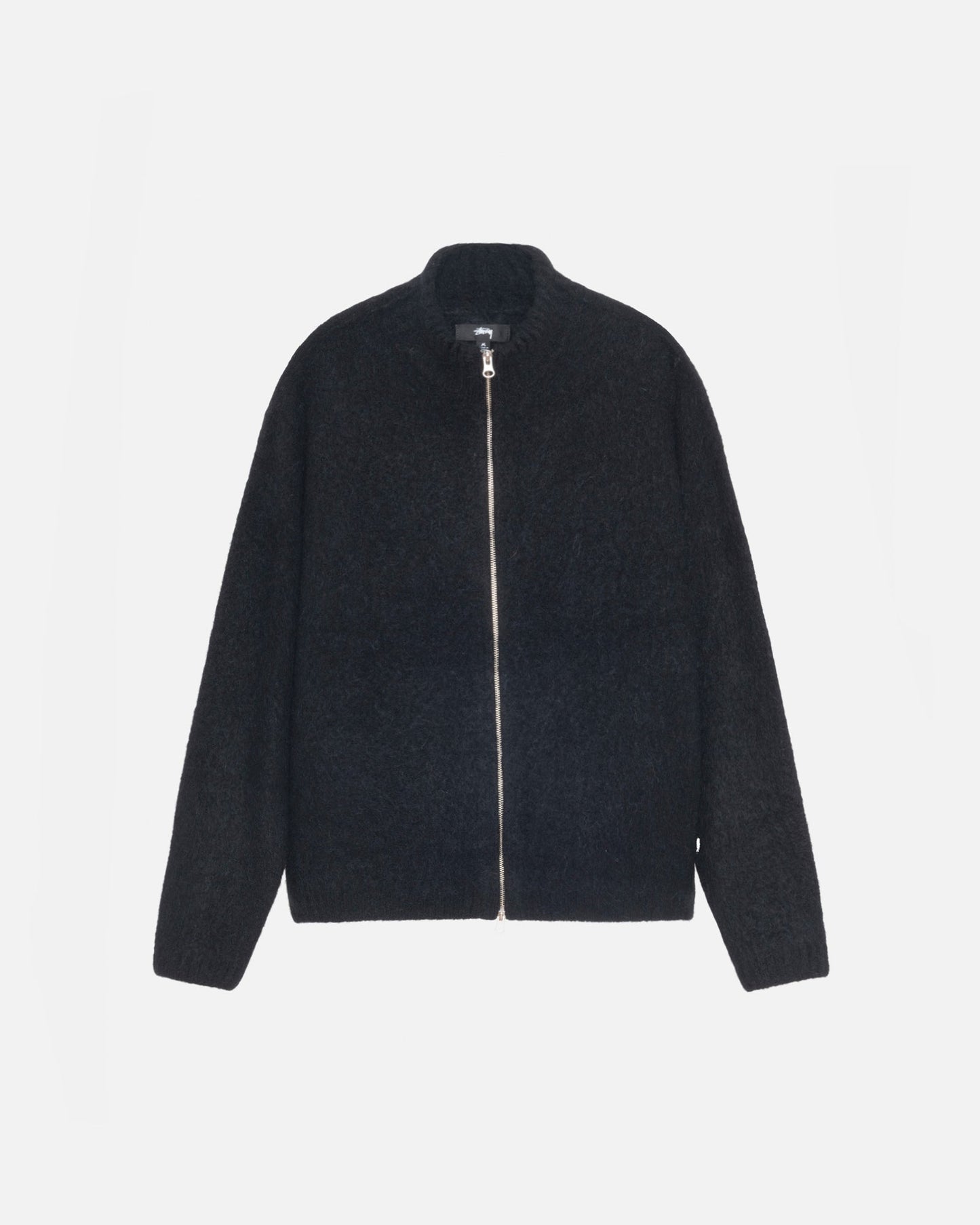 Pull en mérinos brossé, entièrement zippé