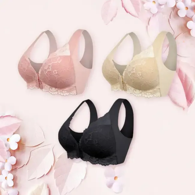 💕1 acheté = 1 gratuit💕 Soutien-gorge sans fil push-up confortable avec fermeture avant et maintien 5D