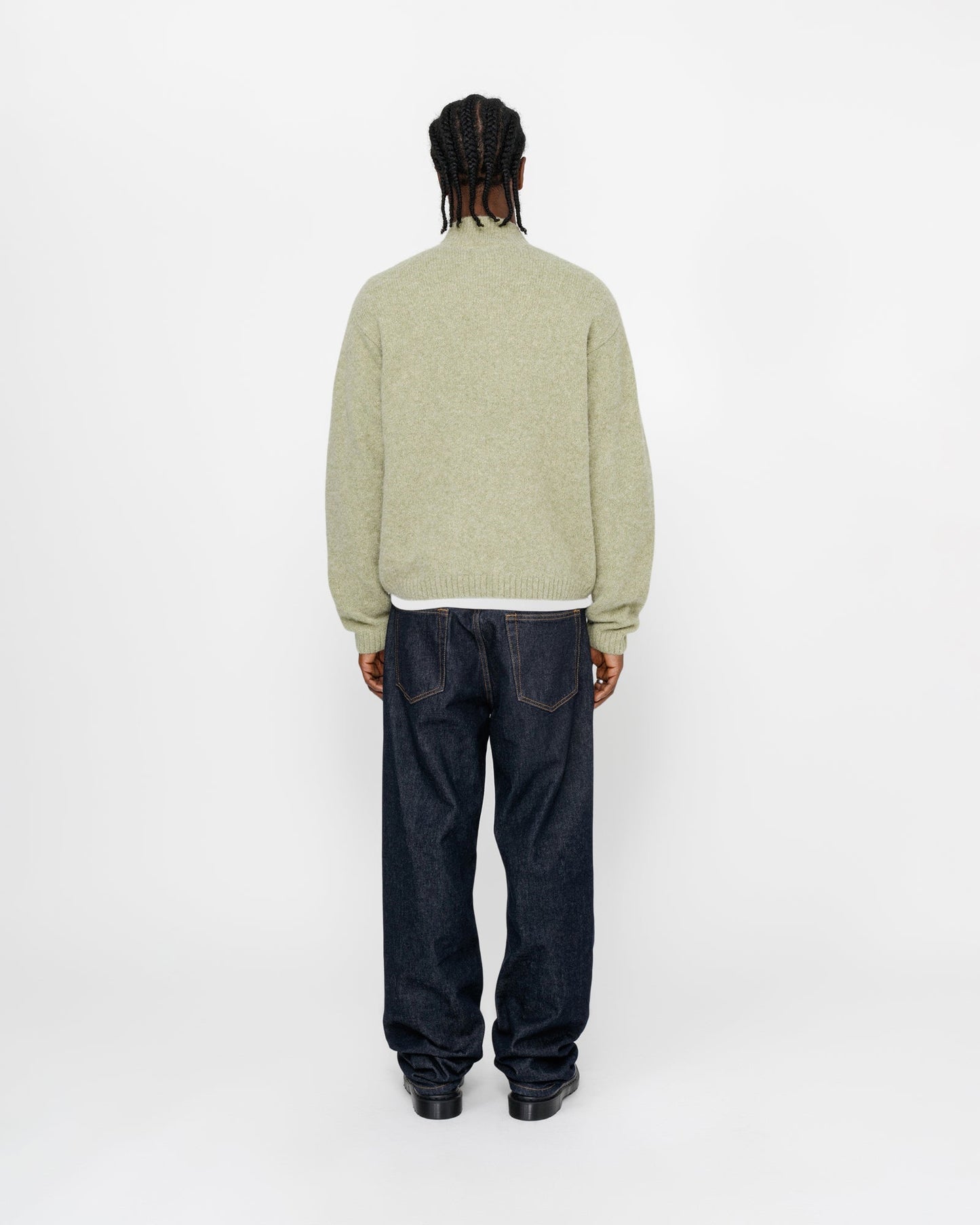 Pull en mérinos brossé, entièrement zippé