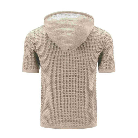 Men's Pullover Jacquard Solid Color Hooded Sweater Basic Vintage Style