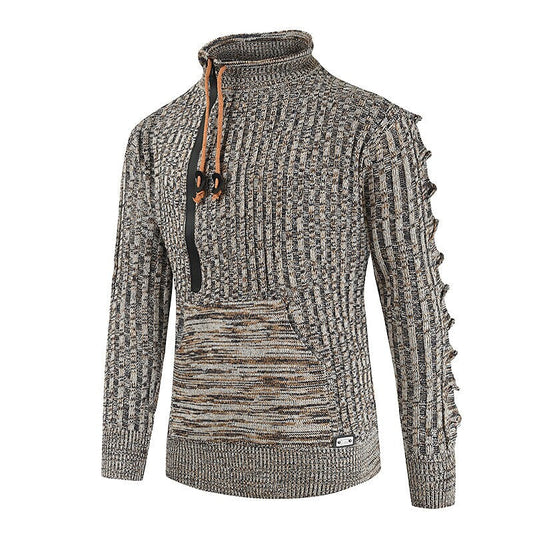 Men's Melange Half Zip Kangaroo Pocket Sweater